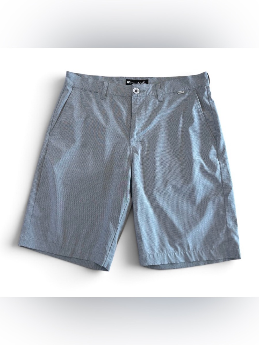 TravisMathew Beck Shorts Mens 32 Gray Micro Check Stretch Golf Performance